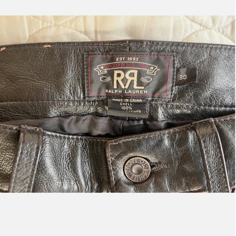 RRL (Double RL) Slim  Fit Leather Pants – – 30x34 – Fits 32 waist $1900.00